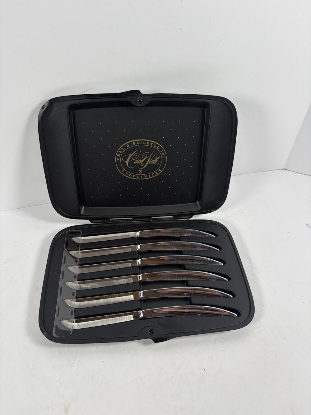 Vintage Carvel Hall 6 Pc Steak Knife Set 440 Stainless USA w Case